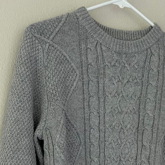 Lachlan British inspired cable knit fisherman sweater Wool blend light gray S - Picture 5 of 12
